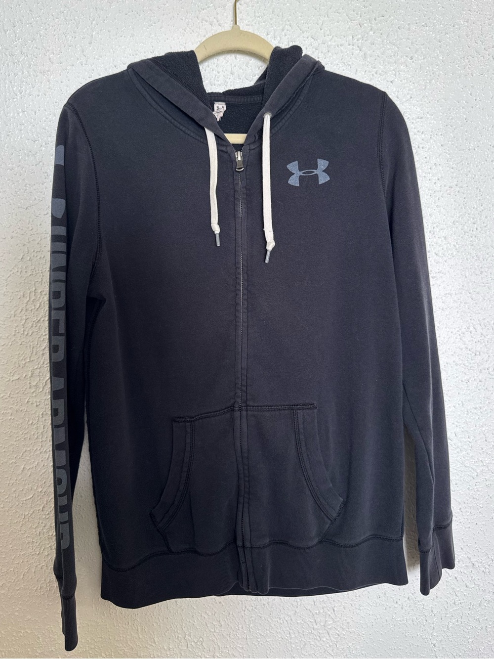 Under Armour Black Zip Hoodie with Gray Logo